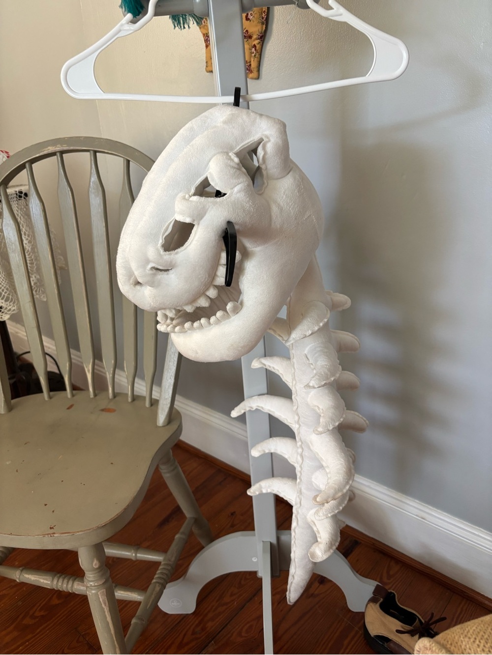 Toddler. 3 D  Plush  Dino White Skeleton